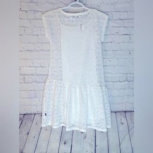 DKNY WHITE/cream under lined LACE BLOUSE DRESS size M